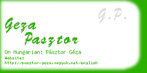 geza pasztor business card
